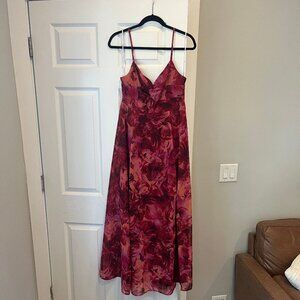 Lulus Burgundy Floral Print Twist-Front Maxi Dress
